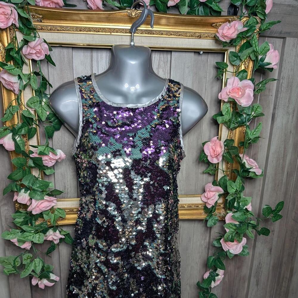 Y2k purplesilver sequin mini dress